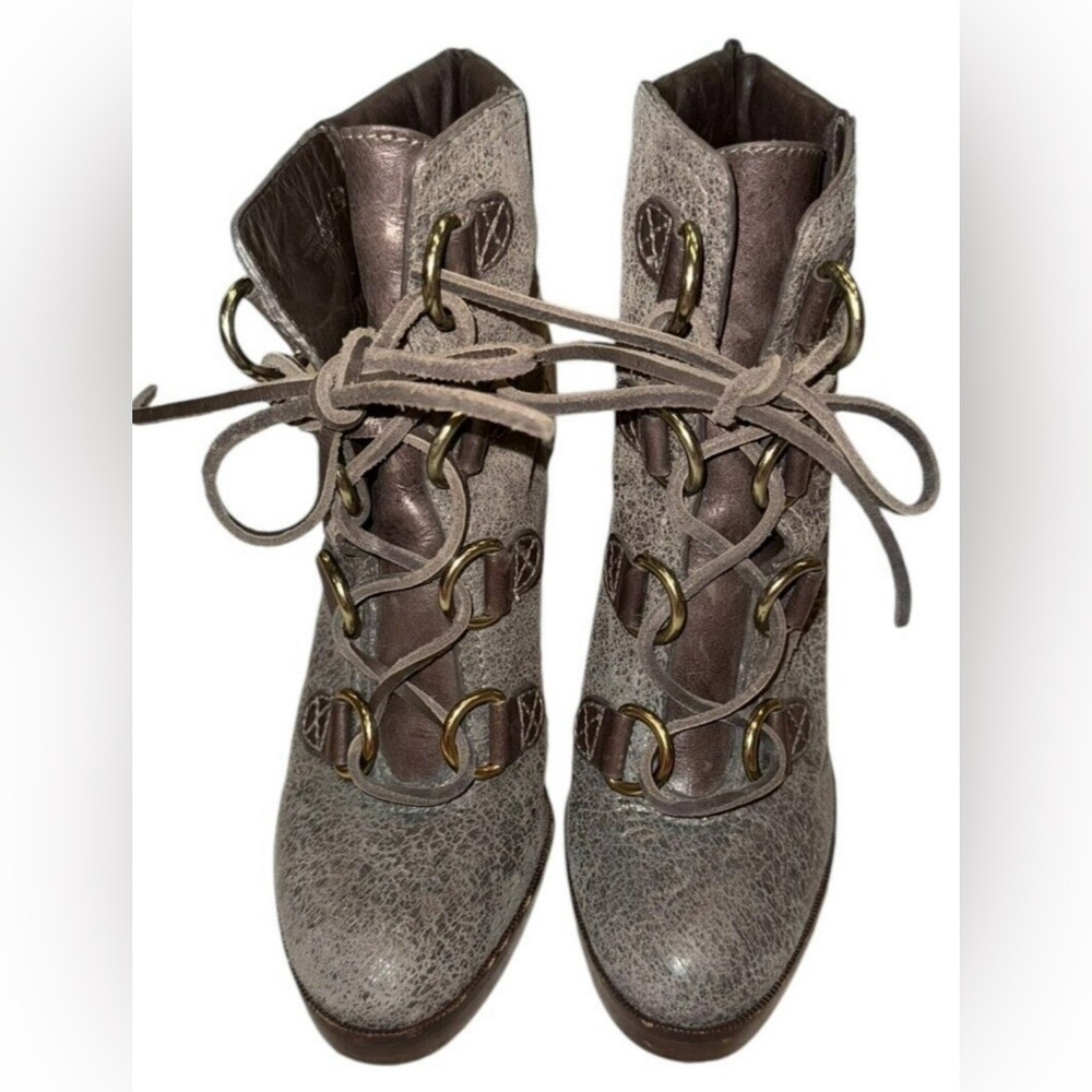 TORY BURCH LAWSON PEWTER‎ LEATHER BOOTIE SIZE 9M